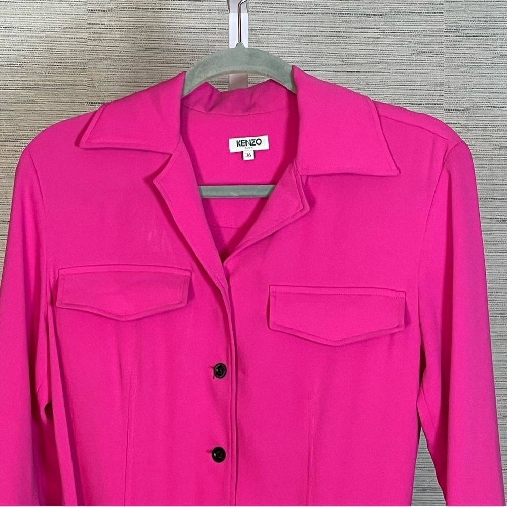 Revolve Kenzo Fuchsia Belted Jumpsuit Cropped Leg Crepe Women’s Size 36 US 4-6 - Picture 4 of 9